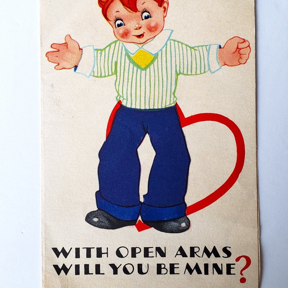 Carrington Co. Cute Boy "WITH OPEN ARMS WILL YOU" Valentine's Day